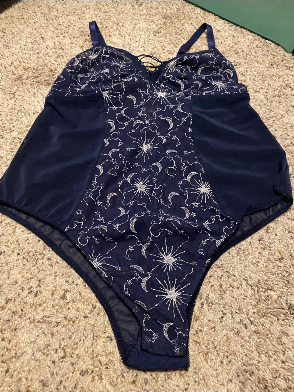 torrid Navy Embroidered Celestial Lace Bodysuit